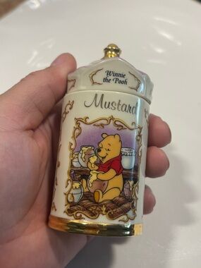 Winnie the Pooh Decorative Mustard Jar - Cream & Gold